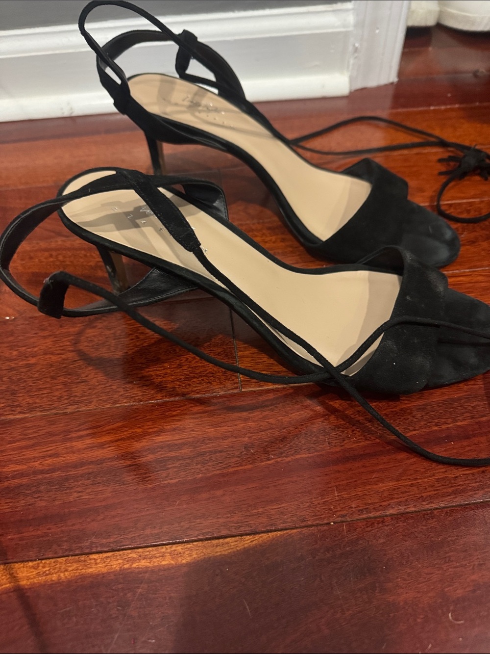 Lord & Taylor Black Suede Strappy Slingback Heels